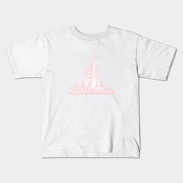 Happily Ever After Magic Castle Millennial Pink Kids T-Shirt by FandomTrading